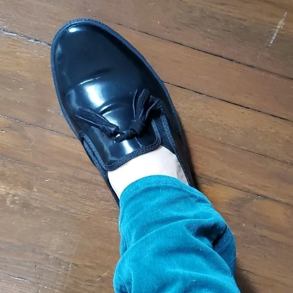 ASOS Shiny Black Tasseled Loafers